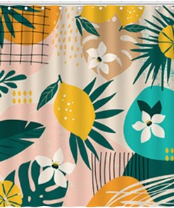 Abstract Lemon Tropical Fruit Shower Curtain 