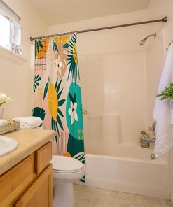 Abstract Lemon Tropical Fruit Shower Curtain