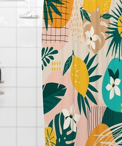 Abstract Lemon Tropical Fruit Shower Curtain 