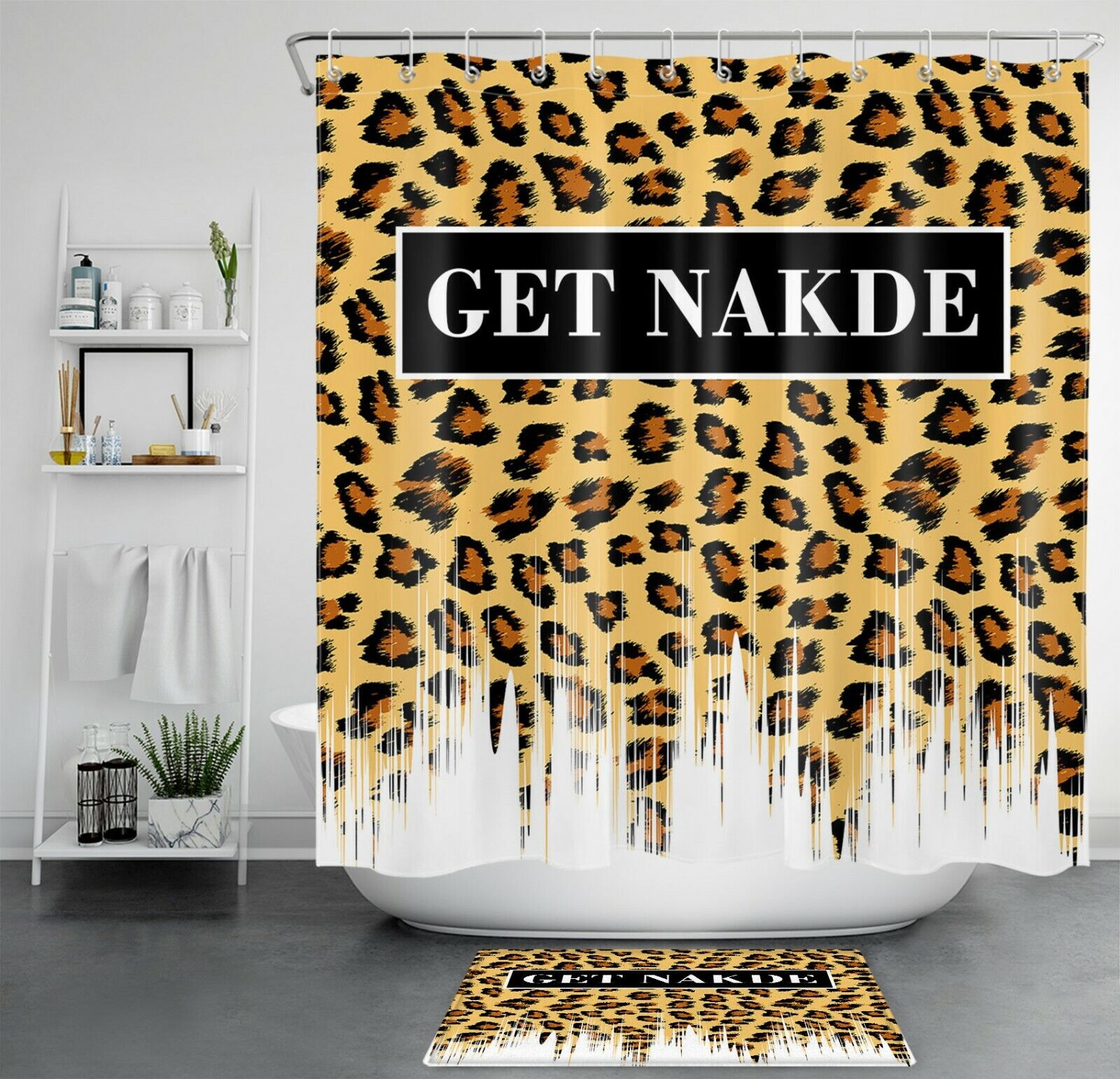 Abstract Leopard Pattern Shower Curtain for a Bold Bathroom Decor
