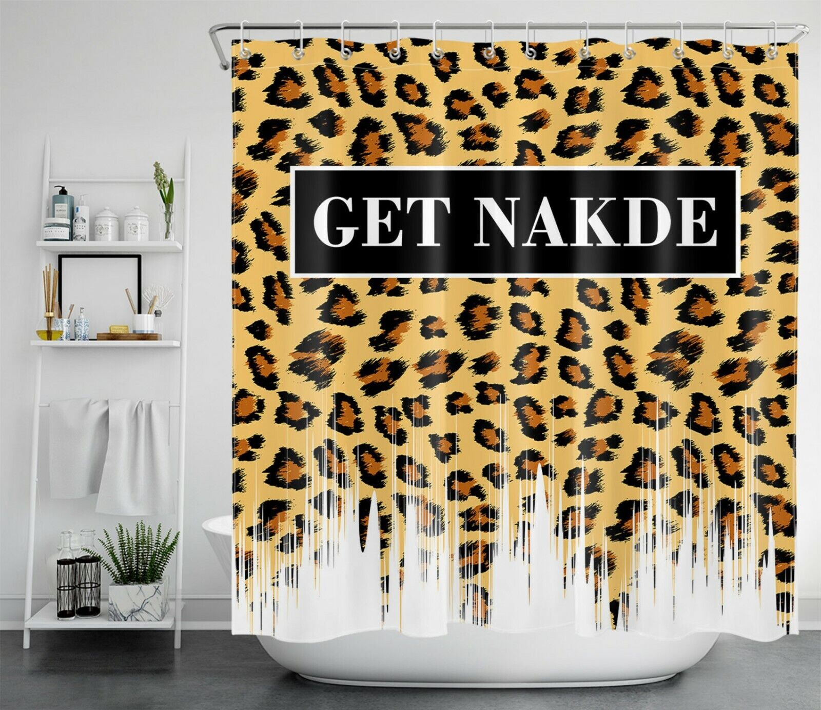 Abstract Leopard Pattern Shower Curtain for a Bold Bathroom Decor