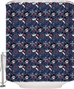 Abstract Leopard Spot Shower Curtain - Design with Mat and U-Shaped Contour