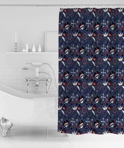 Abstract Leopard Spot Shower Curtain - Design with Mat and U-Shaped Contour