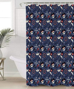 Abstract Leopard Spot Shower Curtain - Design with Mat and U-Shaped Contour