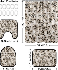 Abstract Leopard Spot Shower Curtain with Matching Mat and Contour - Unique Bathroom Decor