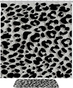 Abstract Leopard Texture Printing Waterproof Shower Curtain - Bathroom Curtain