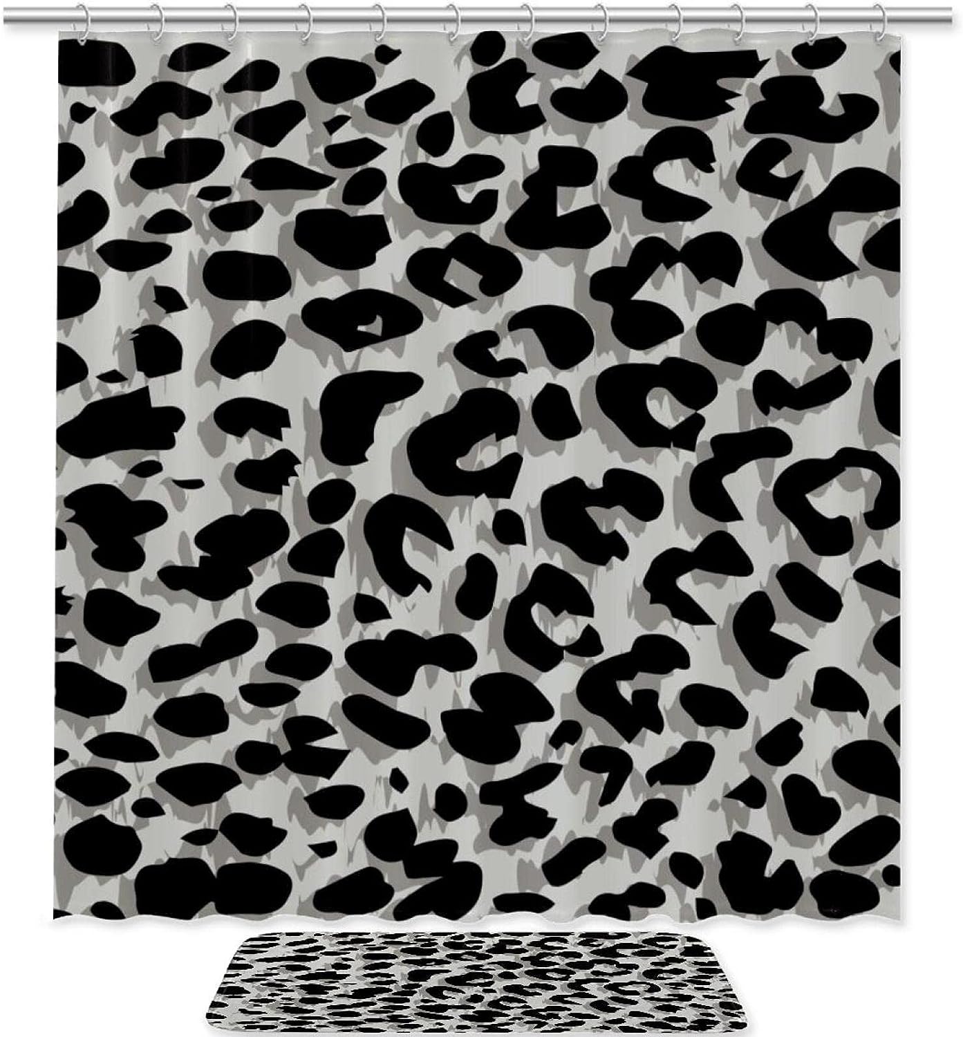 Abstract Leopard Texture Printing Waterproof Shower Curtain - Bathroom Curtain