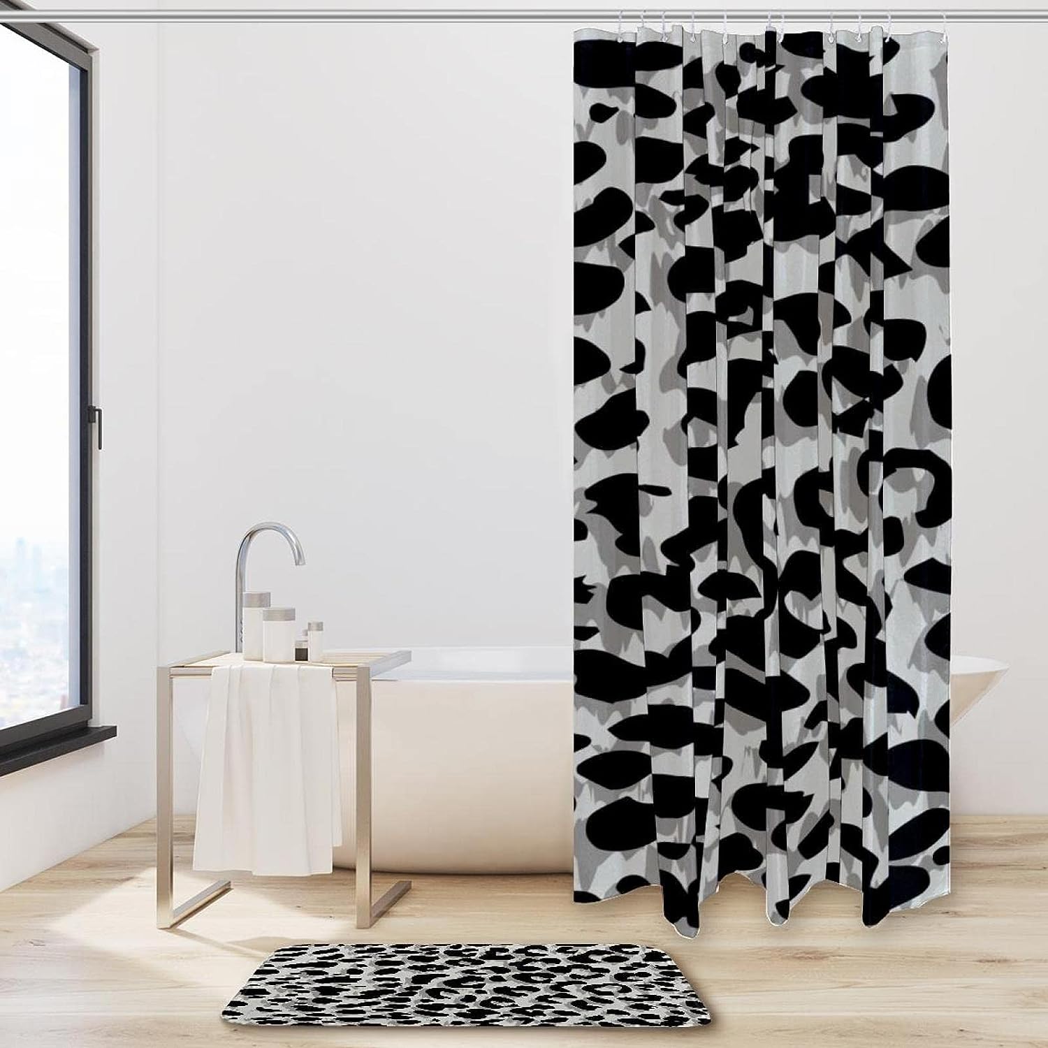 Abstract Leopard Texture Printing Waterproof Shower Curtain - Bathroom Curtain