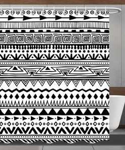 Abstract Lines Shower Curtain, Minimalist Bohemia Art, Bathroom Decor