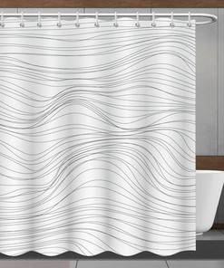Abstract Lines Shower Curtain in Minimalistic Style, Perfect for Bathtub Decor - Bathroom Curtain