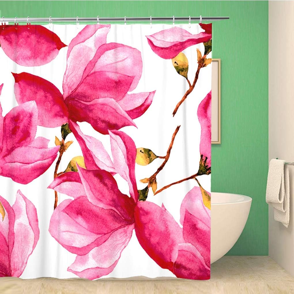 Abstract Magnolia Flower Contrast Sketch Shower Curtain, Waterproof Fabric, Home and Bathroom Decor