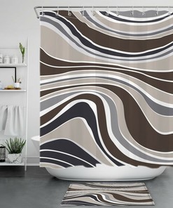 Abstract Modern Black Geometric Shower Curtain for Contemporary Bathroom Decor