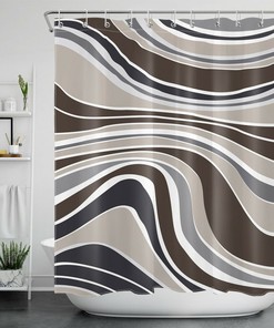 Abstract Modern Black Geometric Shower Curtain for Contemporary Bathroom Decor