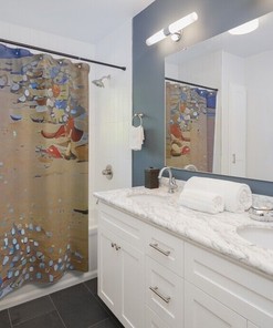 Abstract Ocean Seashell Shower Curtain for Coastal Bathroom Decor