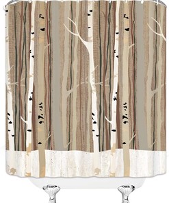Abstract Tree Trunk Shower Curtain with Birch Tree Design for Bold Bathroom Decor