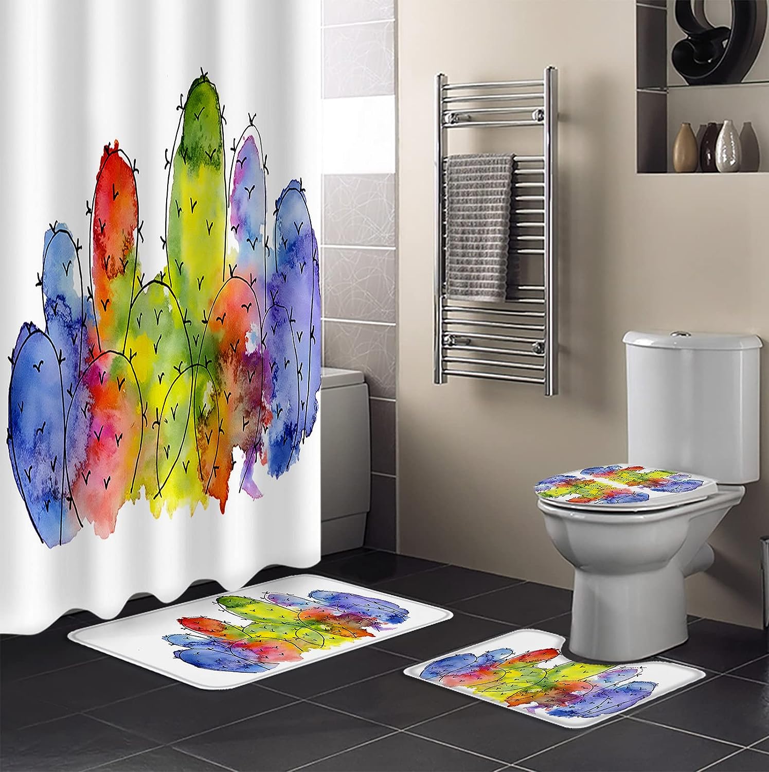 Abstract Watercolor Tropical Botanical Shower Curtain for a Colorful Bathroom Decor