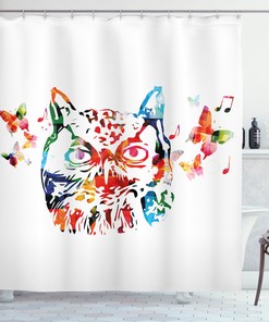 Abstract Wild Birds Owl Animal Print Shower Curtain for Bathroom