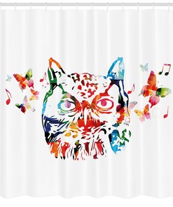 Abstract Wild Birds Owl Animal Print Shower Curtain for Bathroom