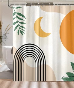 Acorns and Mushrooms Shower Curtain - Abstract Design with Unique Forest Theme for Bathroom 