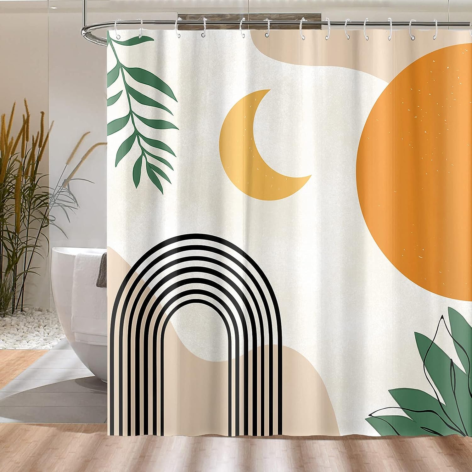 Acorns and Mushrooms Shower Curtain - Abstract Design with Unique Forest Theme for Bathroom