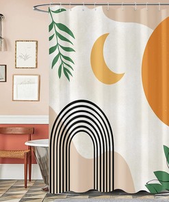 Acorns and Mushrooms Shower Curtain - Abstract Design with Unique Forest Theme for Bathroom