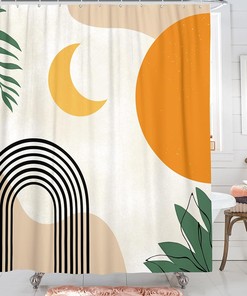 Acorns and Mushrooms Shower Curtain - Abstract Design with Unique Forest Theme for Bathroom