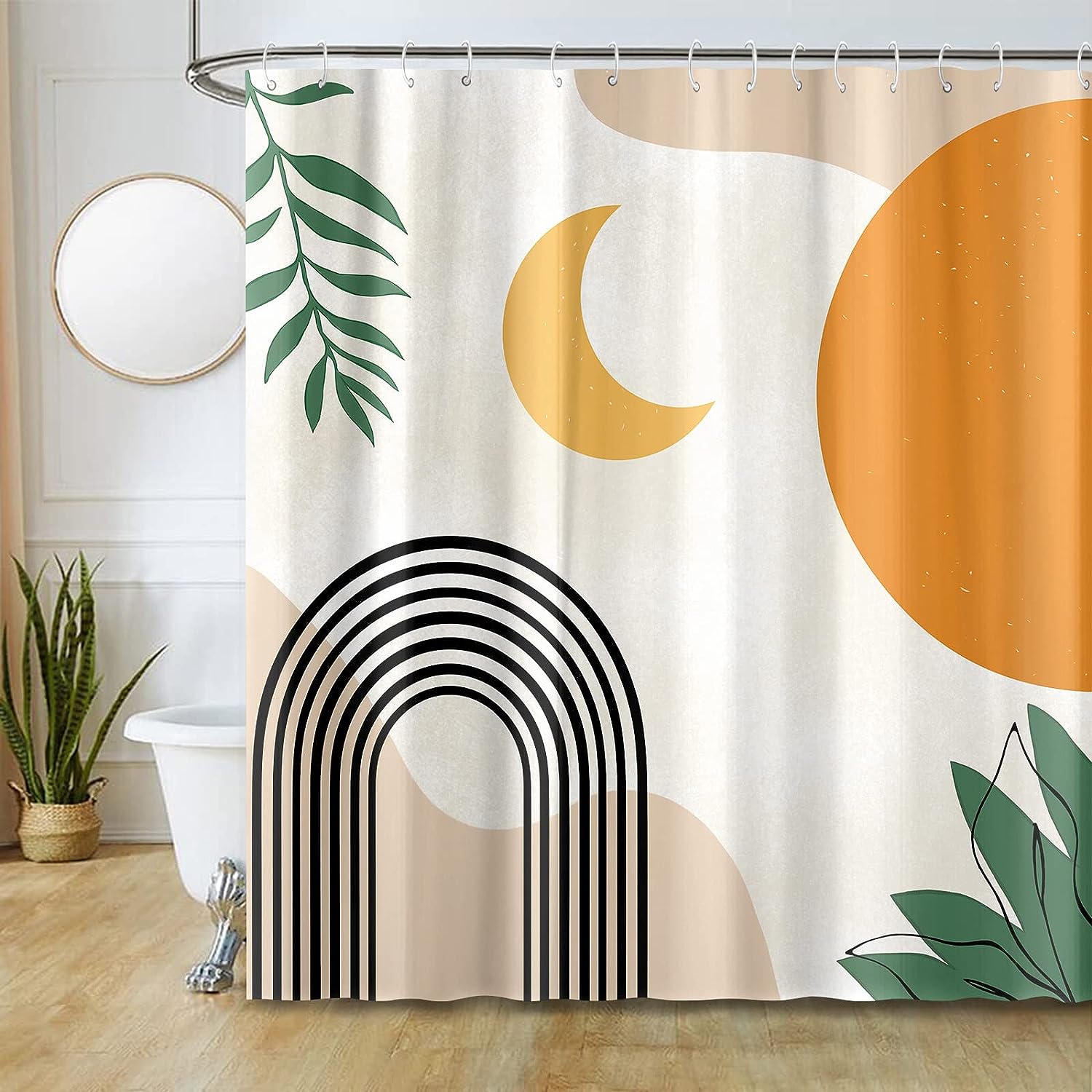Acorns and Mushrooms Shower Curtain - Abstract Design with Unique Forest Theme for Bathroom
