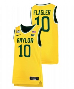 Adam Flagler 10 Gold Baylor Bears 2022 Big 12 College Basketball Jersey