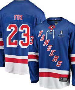 Adam Fox 23 New York Rangers Stanley Cup 2023 Playoffs Patch Home Breakaway Men Jersey - Blue