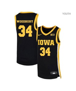 Adam Woodbury 34 Iowa Hawkeyes Elite Basketball Youth Jersey - Black
