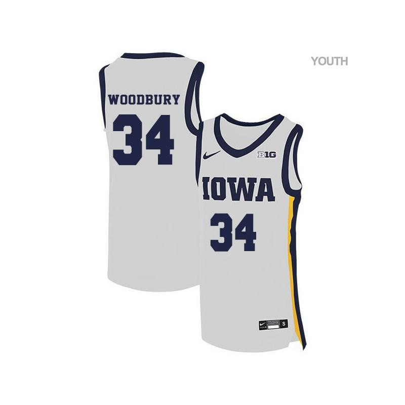 Adam Woodbury 34 Iowa Hawkeyes Elite Basketball Youth Jersey - White