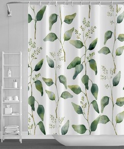 Add a Natural Touch with Green Leaves Floral Shower Curtain with Banana Leaf Theme