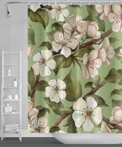 Add a Natural Touch with Green Leaves Floral Shower Curtain with Banana Leaf Theme