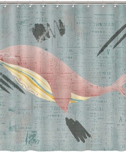 Add a Splash of Pink to your Bathroom with Pink Whale Shower Curtain featuring Sea Animal by ArogGeld