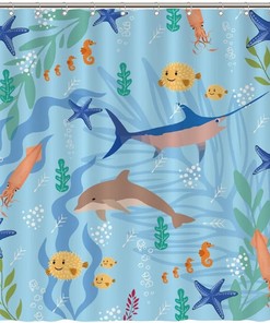 Add a Splash of the Ocean with Sea Whale Dolphin Fish Shower Curtain featuring Ocean wildlife Animal by ArogGeld