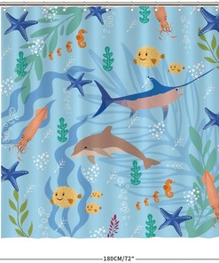 Add a Splash of the Ocean with Sea Whale Dolphin Fish Shower Curtain featuring Ocean wildlife Animal by ArogGeld