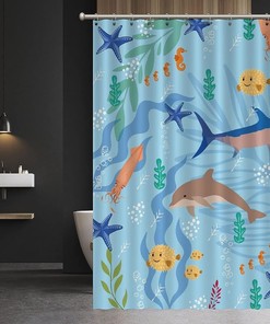 Add a Splash of the Ocean with Sea Whale Dolphin Fish Shower Curtain featuring Ocean wildlife Animal by ArogGeld