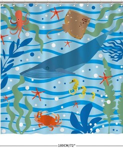 Add a Splash of the Ocean with Whale Sea Horse Shower Curtain featuring Sea Grasses Pattern by ArogGeld