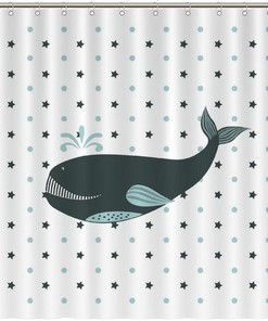 Add a Touch of Wildlife to your Bathroom with Whale Shower Curtain featuring Animal Print by ArogGeld