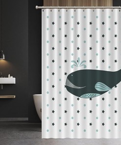 Add a Touch of Wildlife to your Bathroom with Whale Shower Curtain featuring Animal Print by ArogGeld