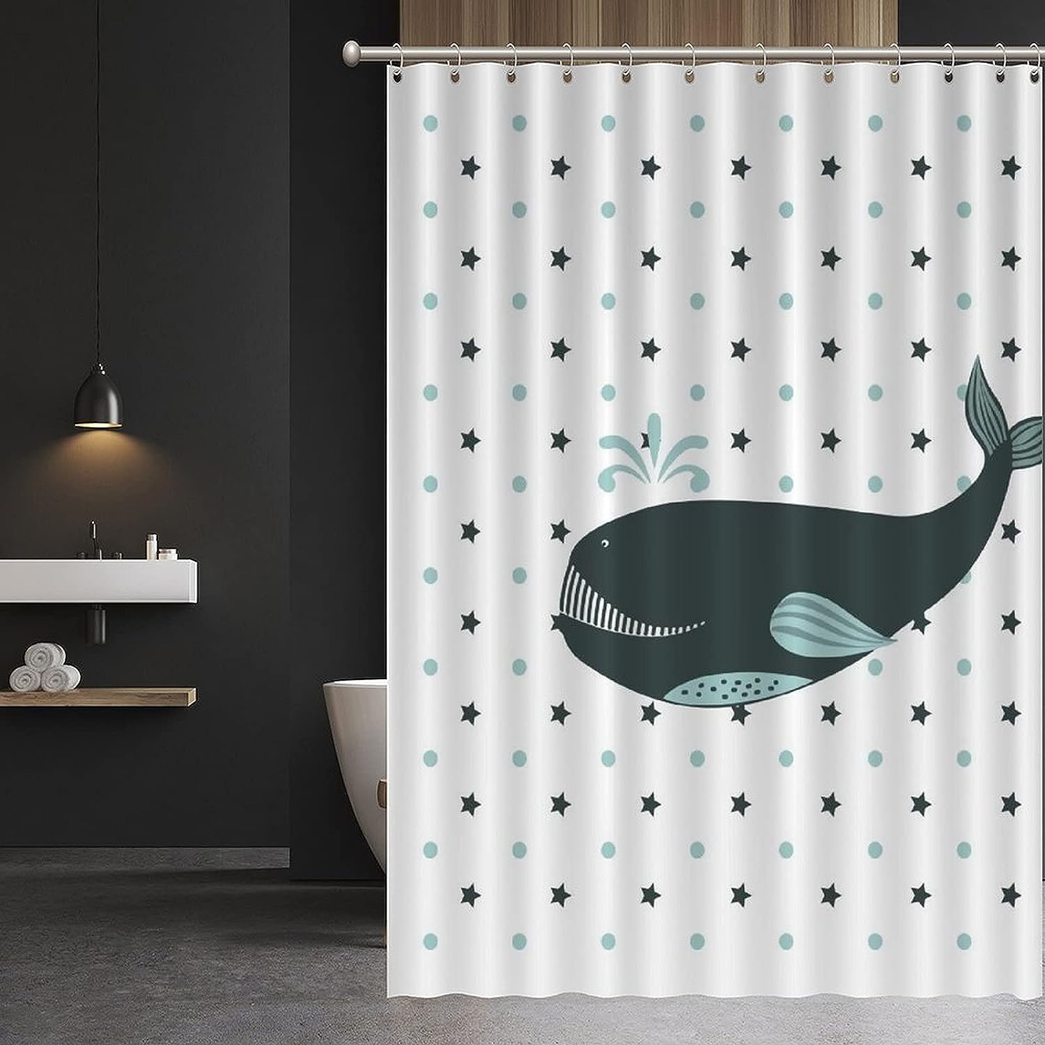 Add a Touch of Wildlife to your Bathroom with Whale Shower Curtain featuring Animal Print by ArogGeld