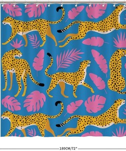 Add a Touch of the Tropics with Tropical Leaves Shower Curtain featuring Leopard Print by ArogGeld