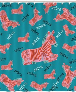 Add a Touch of the Wild to your Bathroom with Pink Zebra Shower Curtain featuring Wild Animals by ArogGeld