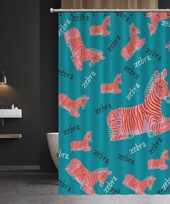 Add a Touch of the Wild to your Bathroom with Pink Zebra Shower Curtain featuring Wild Animals by ArogGeld