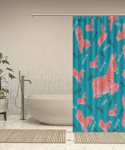 Add a Touch of the Wild to your Bathroom with Pink Zebra Shower Curtain featuring Wild Animals by ArogGeld