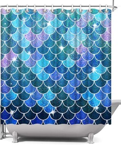 Add a touch of Whimsy to your Bathroom with Artistic Print Mermaid Fish Scale Shower Curtain 