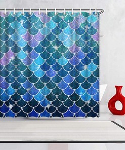 Add a touch of Whimsy to your Bathroom with Artistic Print Mermaid Fish Scale Shower Curtain