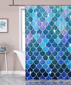 Add a touch of Whimsy to your Bathroom with Artistic Print Mermaid Fish Scale Shower Curtain 