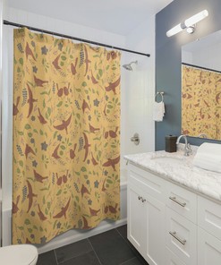 Adorable Birds and Animals Shower Curtain Set for Housewarming and Bathroom Refresh Gifts