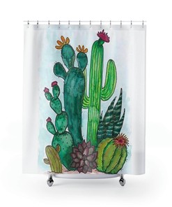 Adorable Cactus Shower Curtain for Stylish Bathroom Decor and Home Furnishings